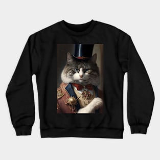 A Distinguished cat portrait wearing a top hat Crewneck Sweatshirt